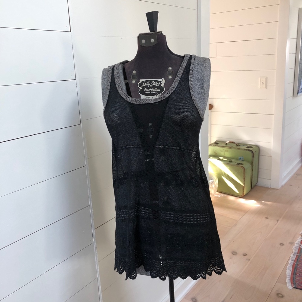 Free People Cover Up Beach Tunic XS Black Lace